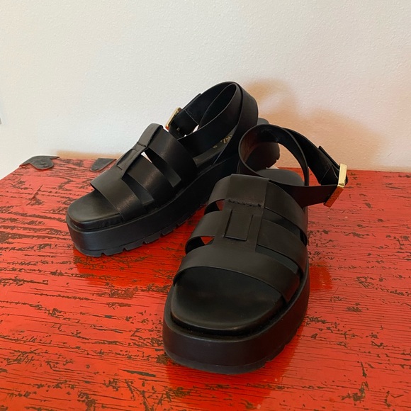 🖤HP🖤 Authentic Leather Zara Platform Chunky Fisherman Sandals US 9 EU 40 - Picture 12 of 12